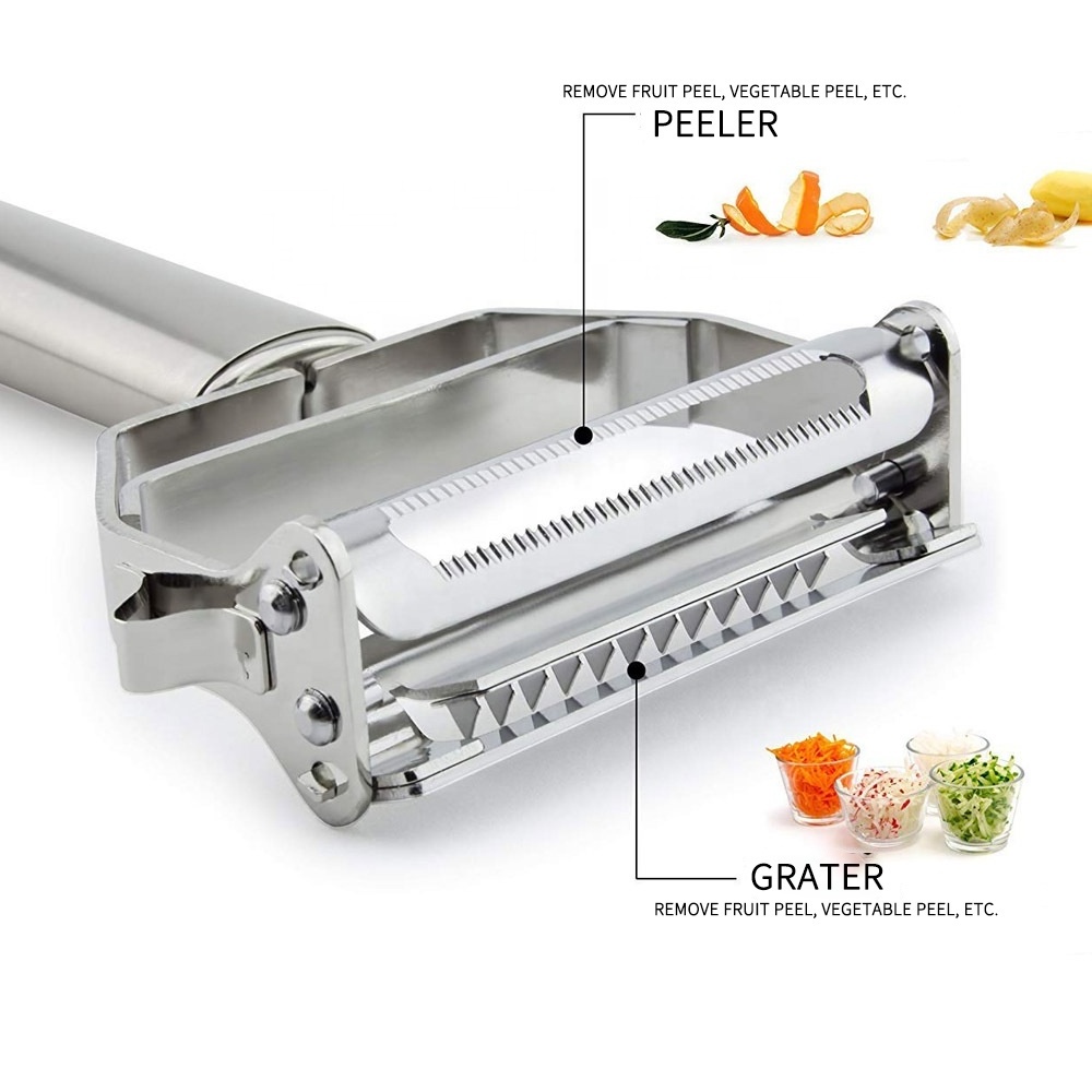 Multifunctional Stainless Steel Sharp Dual Julienne Rotating Potato Fruit And Vegetable Peeler