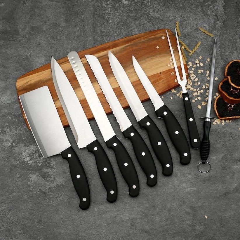 24pcs Stainless Steel PP Handle Camping Outdoor Kitchen Knife Set In crocodile leather suitcase