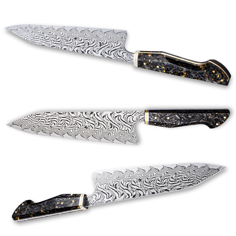 8 Inch Damascus Knife Chef knife 67 Layers Stainless Steel Profession Cooking Kitchen Knife with Carbon Fiber & Gold-Foil Handle