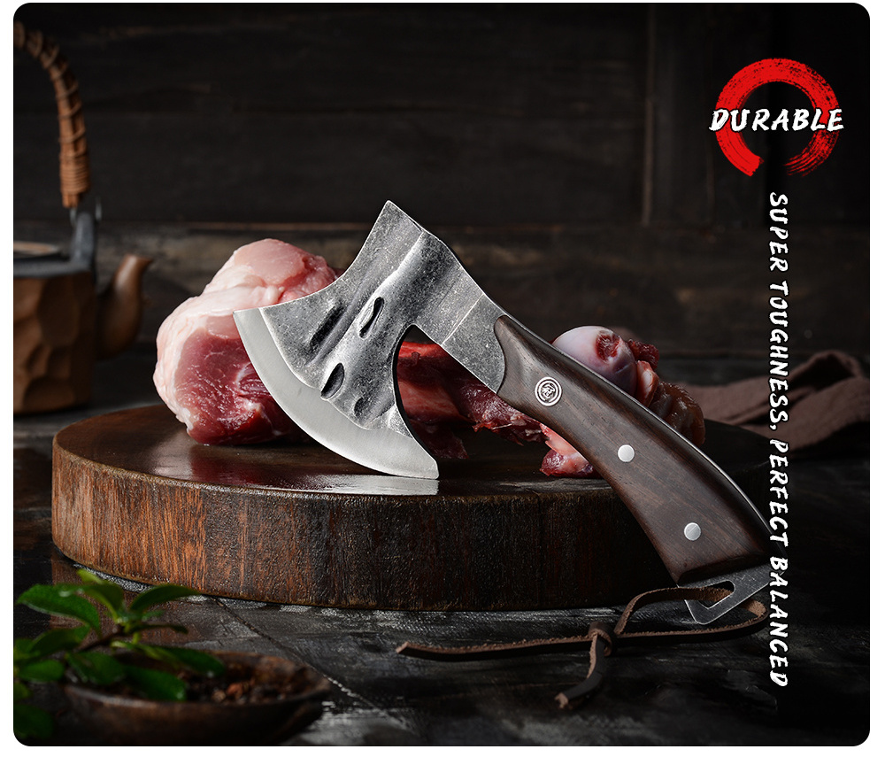 full tang handmade meat cleaver shape forged heavy duty high carbon butcher boning breaker chopper cutting camping axes  knife