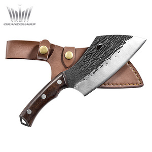 Ultra Sharp 5mm Thick Blade Full Tang Wood Handle Heavy Duty Hand Forged Meat Butcher Cleaver Handmade Kitchen Knives