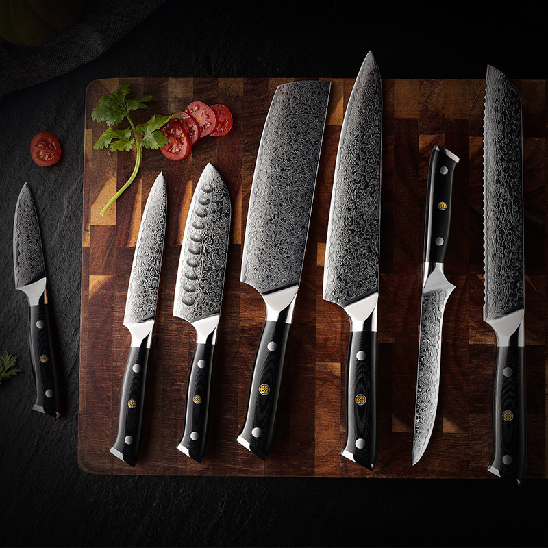 Damascus Steel Knife Chef Professional AUS10 67Layers Japanese Kitchen Knives Cleaver Boning Kiritsuke Damascus Knife Set