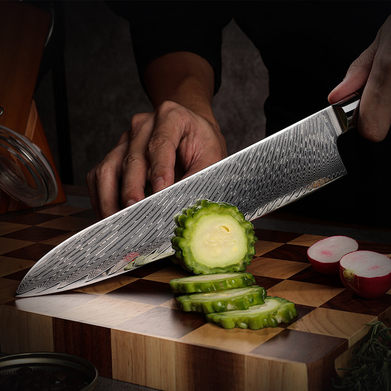 Hot Selling Kitchen Knives Set  67 Layer Damascus Steel Chef knife Ultra Sharp Meat Vegetables Kitchen Knife with Resin Handle