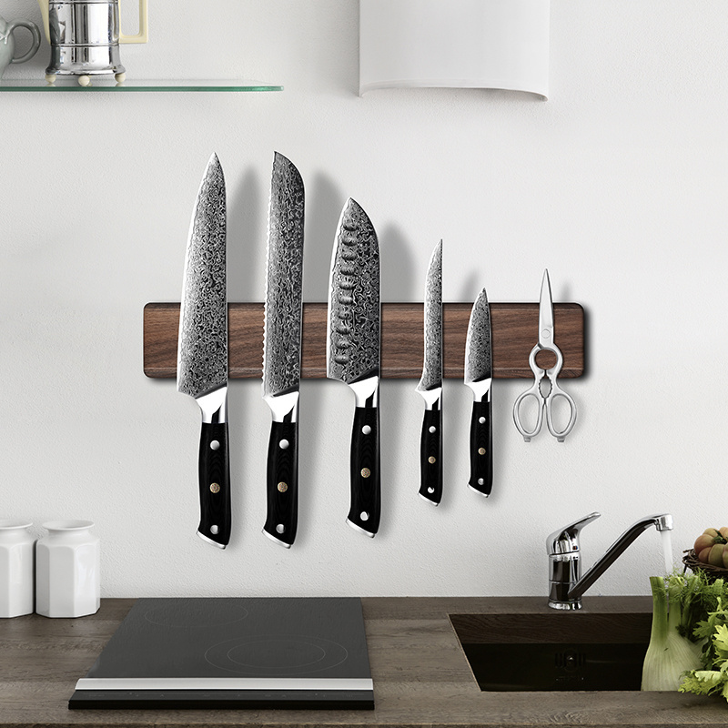 Strong Walnut Wood Magnet Knife Hanger Strip Magnetic knife Holder Wall Mounted Kitchen Knives Holder