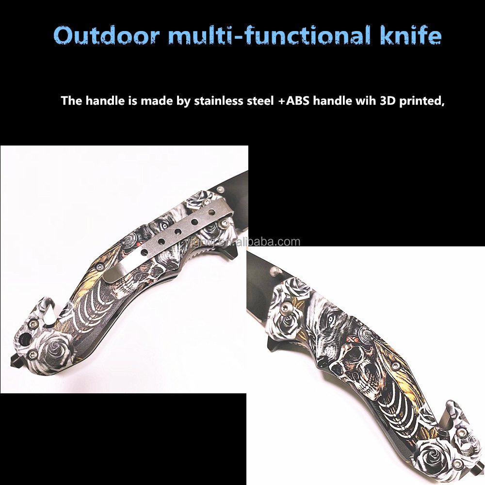 Best seller 3.5 inch stainless steel blade 3D printing Abs handle folding pocket knives for outdoor survival camping