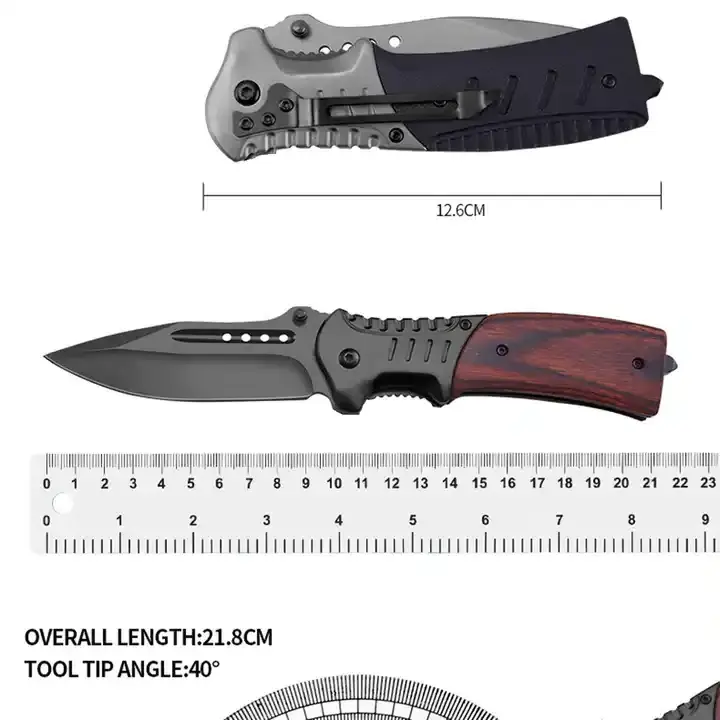 No MOQ wood handle outdoor travel hunting survival camping tactical knives folding pocket knife