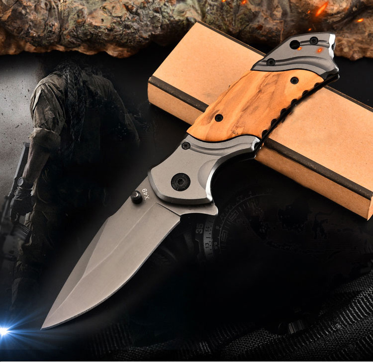 Amazon's best selling 3Cr13 stainless steel and wood handle folding knife hunting camping backpack survival pocket knife X49