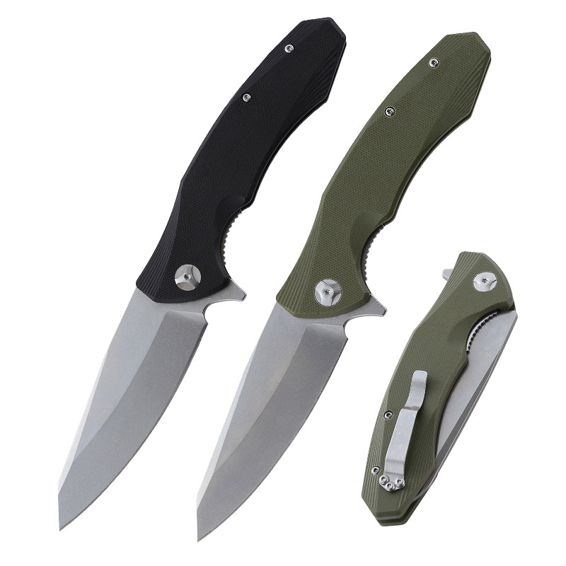 High Quality EDC Folding Pocket Knife D2 Steel Blade G10 Handle Outdoor Camping Gift Hunting Knife