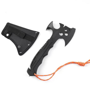 Carbon Steel Professional Outdoor camping hiking portable damascus survival hatchet multifunction tactical hunting axe with rope