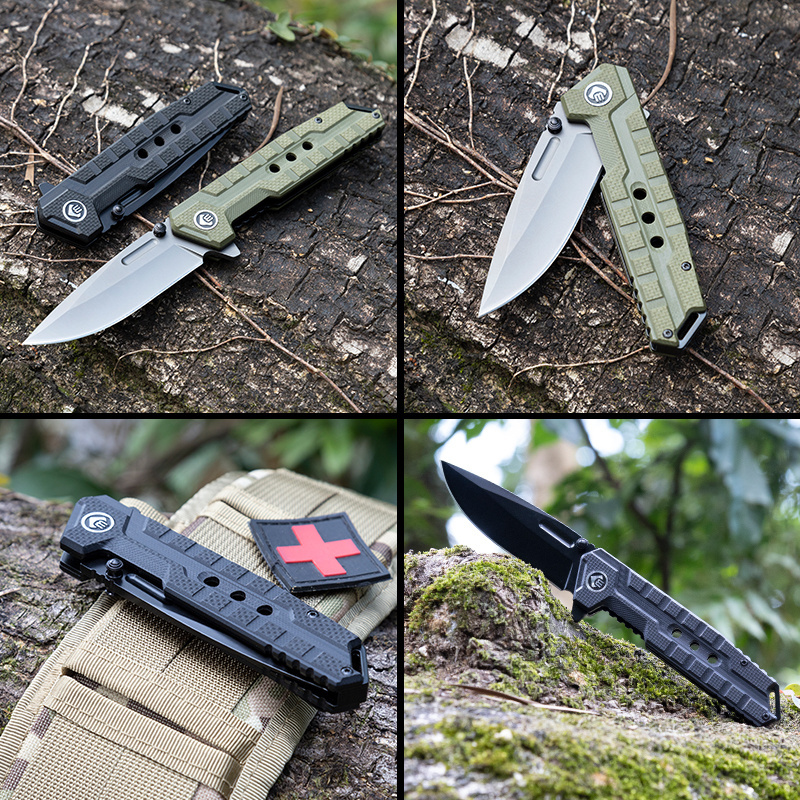 Chong Ming New Design D2 Steel Blade EDC Folding Pocket Knife G10 Handle Tactical Hunting Knife