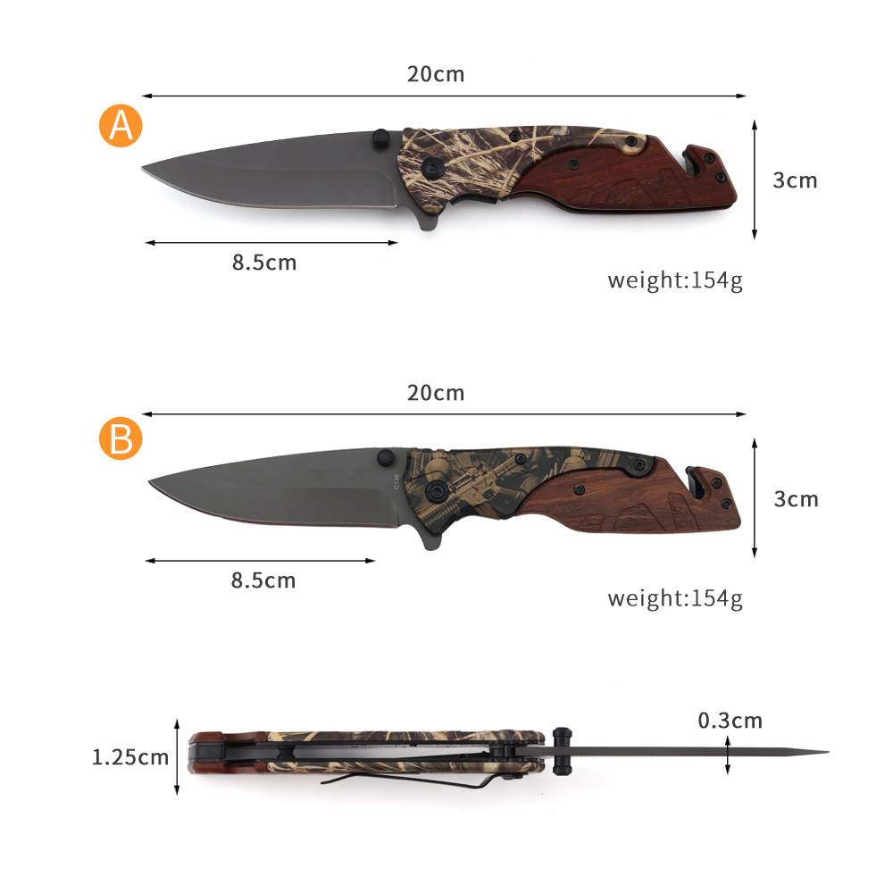 Top selling Pakistan hunting tactical survival folding camping pocket knife wood handle