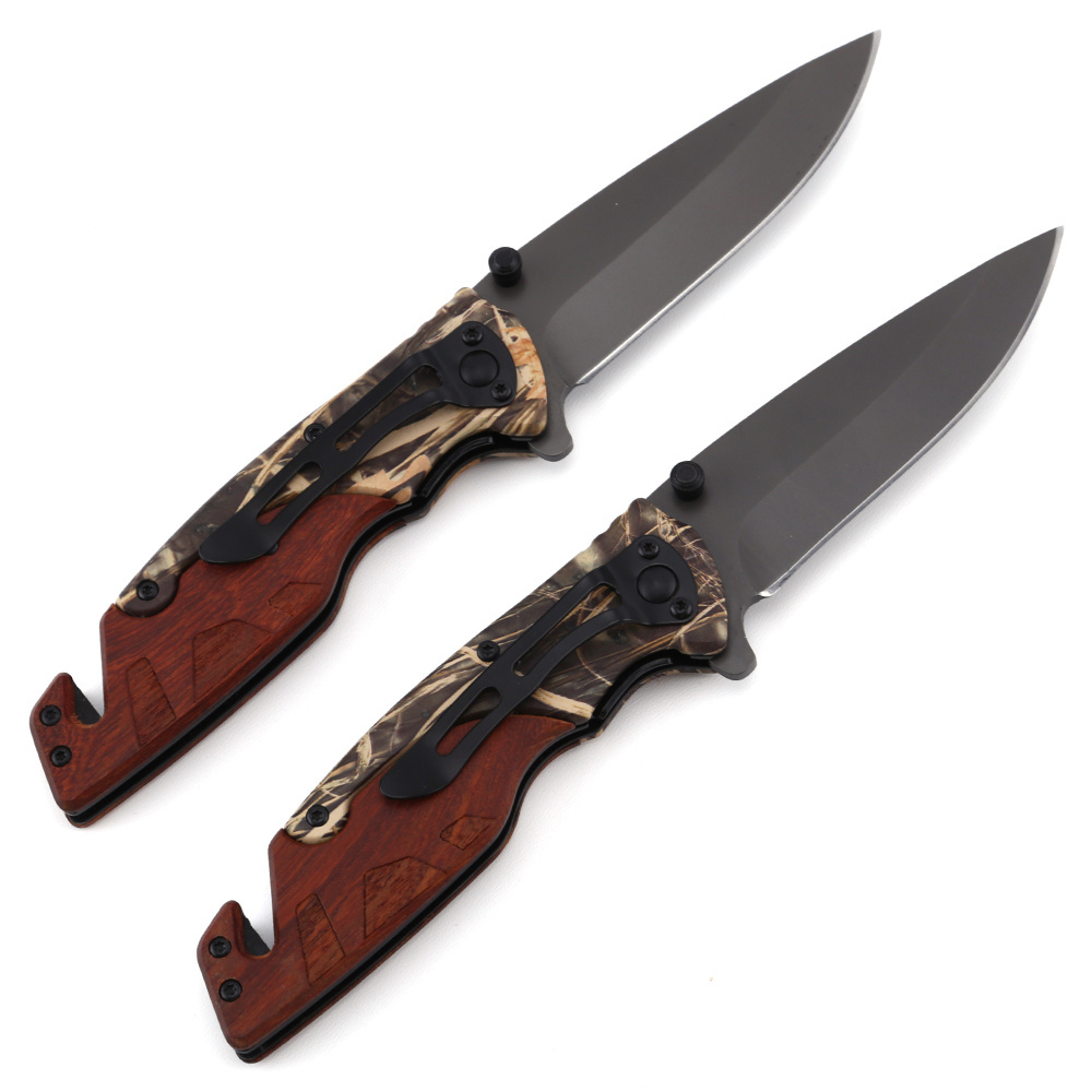 Top selling Pakistan hunting tactical survival folding camping pocket knife wood handle