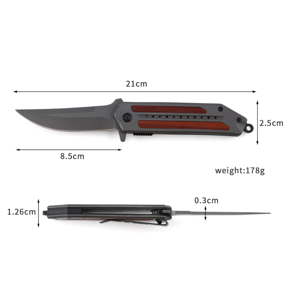 Wooden handle stainless steel custom camping folding handmade survival knife hunting