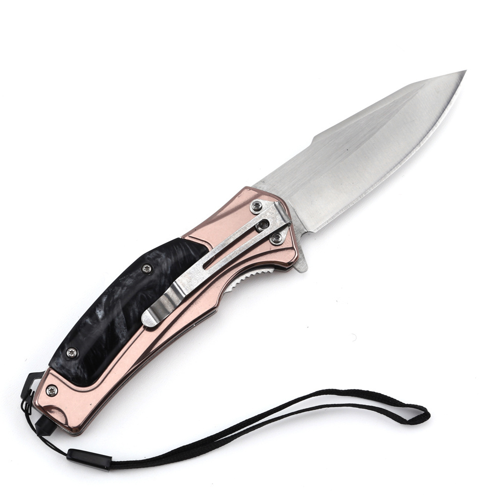 Acrylic plastic handle handmade pocket pakistan hunting steel folding stainless pink pocket knife