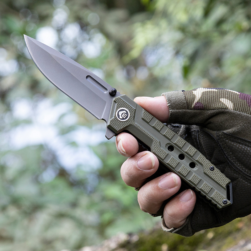 Chong Ming New Design D2 Steel Blade EDC Folding Pocket Knife G10 Handle Tactical Hunting Knife