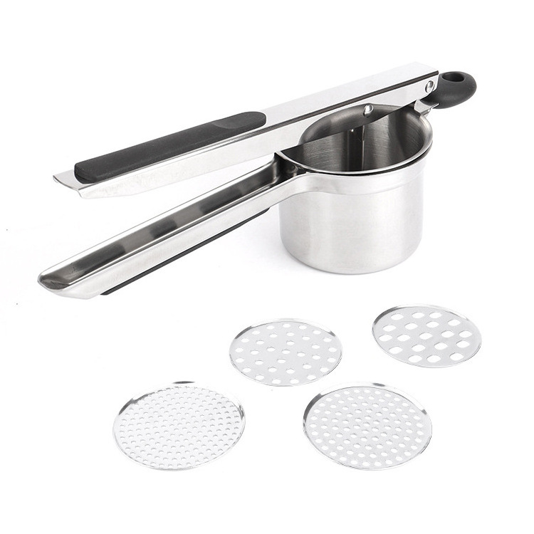 New potato press Stainless steel potato press mud silicone handle potato masher Auxiliary food blender Kitchen tools