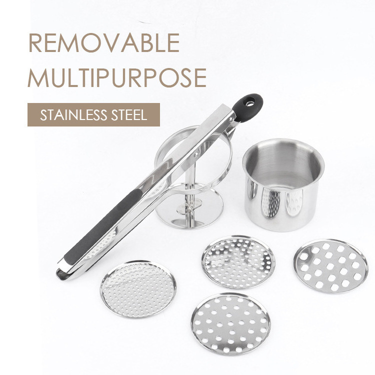 New potato press Stainless steel potato press mud silicone handle potato masher Auxiliary food blender Kitchen tools