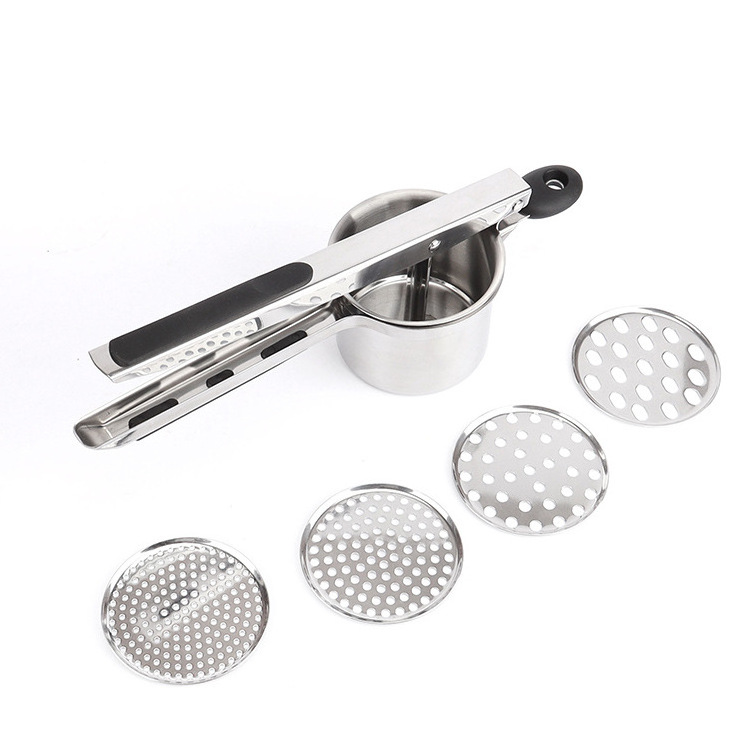 New potato press Stainless steel potato press mud silicone handle potato masher Auxiliary food blender Kitchen tools