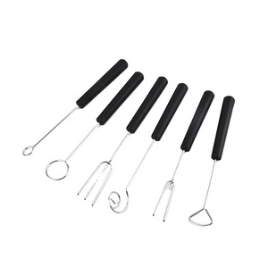 Hot Sale Stainless Steel Roasting Sticks Barbecue Fork Cheese Fruit Chocolate Fountain Cheese Fondue Fork Set