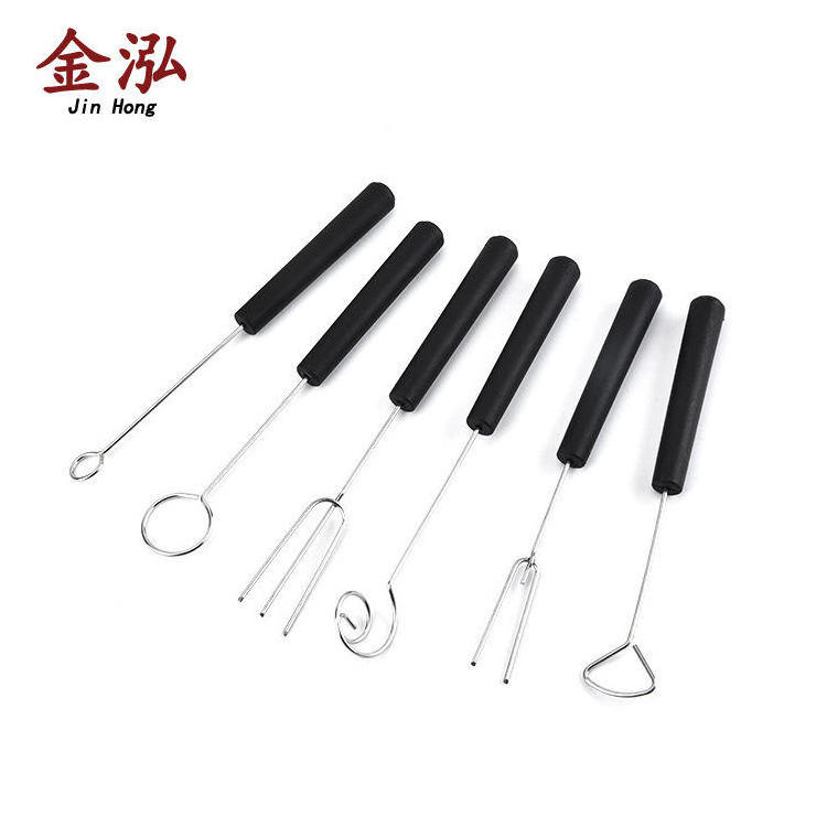 Factory direct sale Stainless Steel Roasting Sticks Barbecue Fork Cheese Fruit Chocolate Fountain Cheese Fondue Fork Set