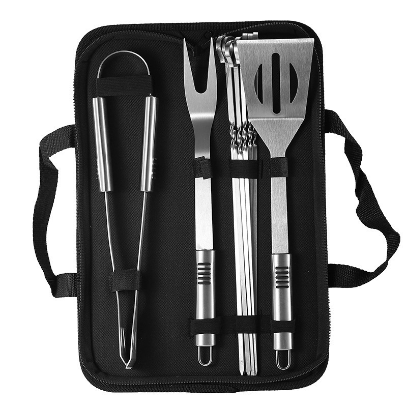 Portable and easy to clean stainless steel barbecue tool set for all kinds of meat/vegetables/bread and other food