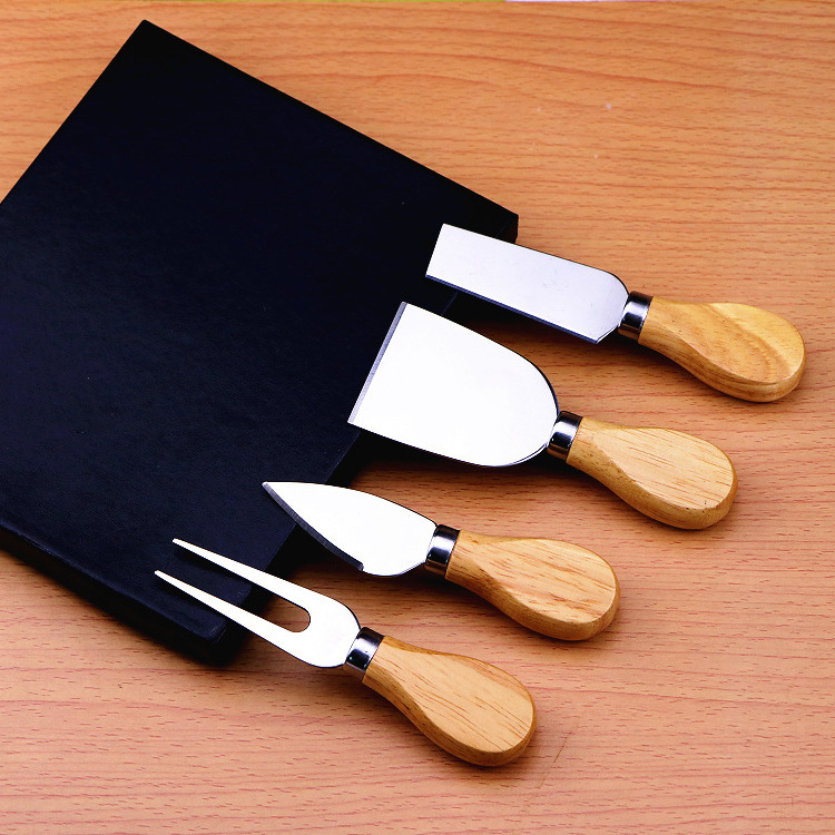 Stock selling factory directly 4 Pieces cheese knife set - Stainless Steel Cheese Slicer with Wood Handle Cheese Cutter