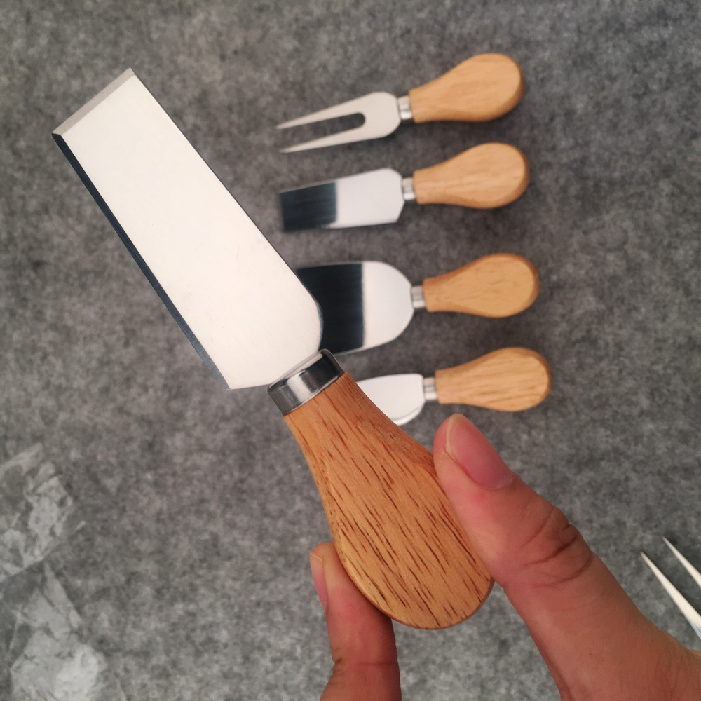 Stock selling factory directly 4 Pieces cheese knife set - Stainless Steel Cheese Slicer with Wood Handle Cheese Cutter