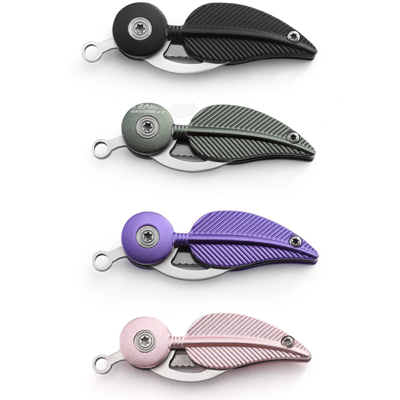 Portable Mini gift Knife with Keychain Pocket Knife For Women Small Folding leather Knife