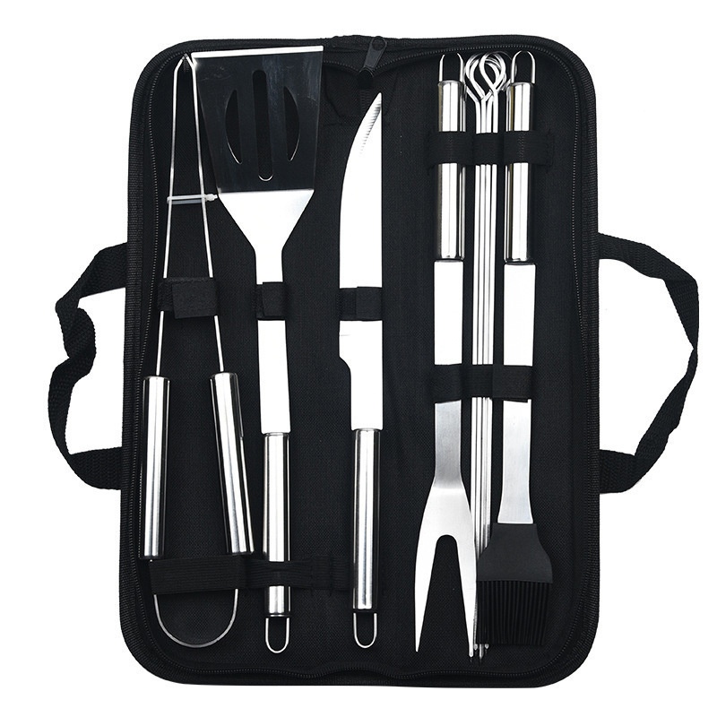 Portable and easy to clean stainless steel barbecue tool set for all kinds of meat/vegetables/bread and other food