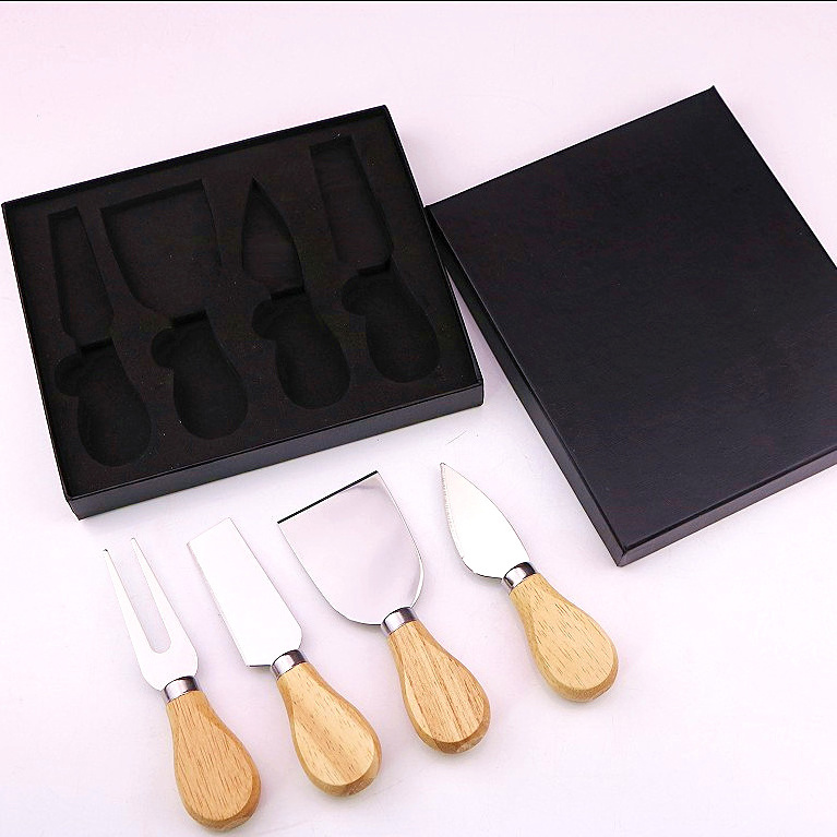 Stock selling factory directly 4 Pieces cheese knife set - Stainless Steel Cheese Slicer with Wood Handle Cheese Cutter