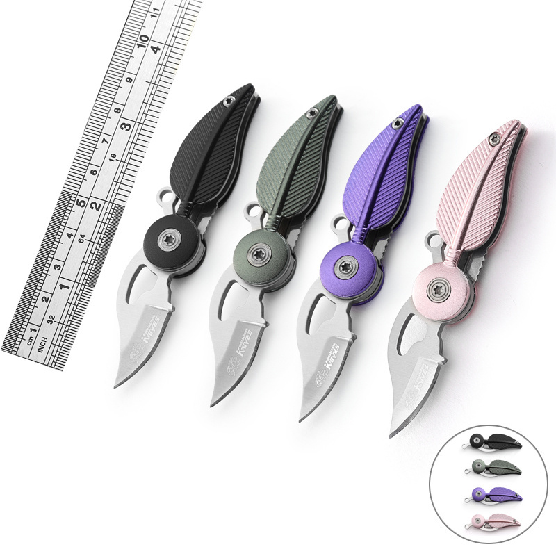 Portable Mini gift Knife with Keychain Pocket Knife For Women Small Folding leather Knife