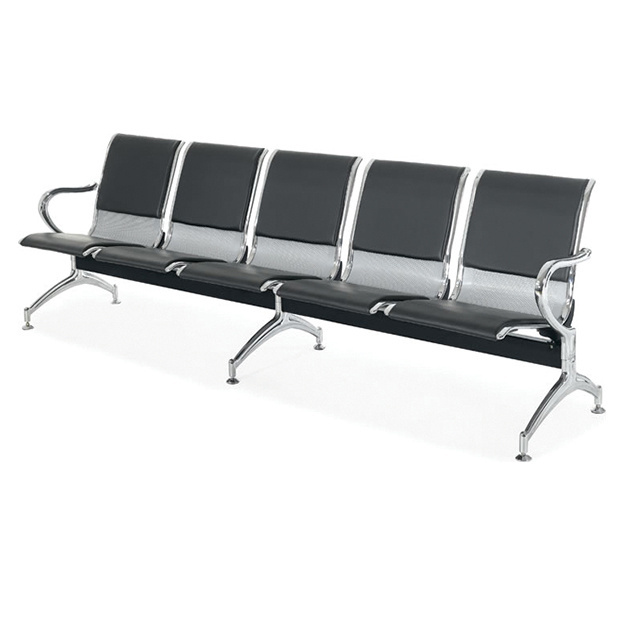 5 Seater Public Waiting Chair Furniture Airport Hospital Row Chair With Half Leather Cushion