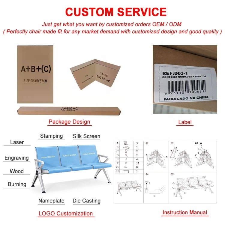 Hot Selling Hospital Clinic Airport Waiting Room Chair Four-Seater Waiting Chairs