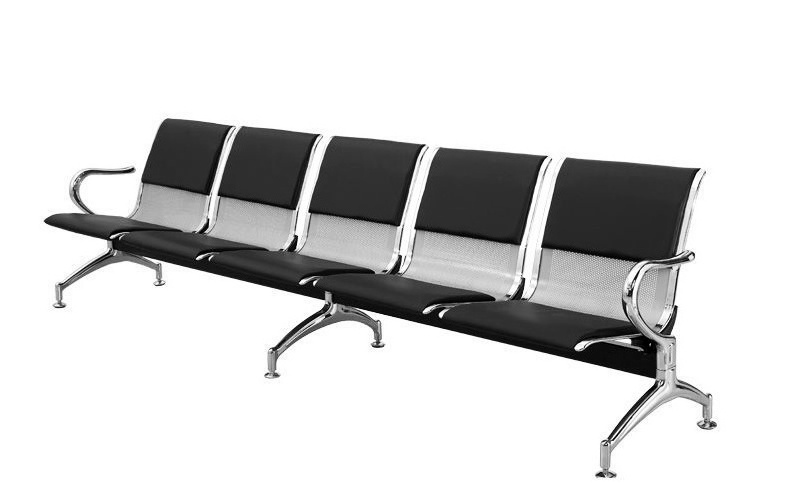 5 Seater Public Waiting Chair Furniture Airport Hospital Row Chair With Half Leather Cushion