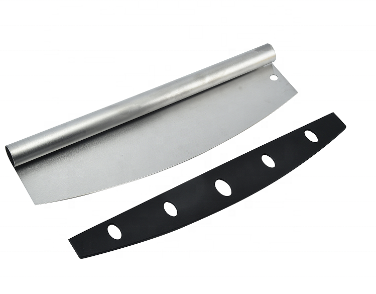 Stainless steel 14 inch pizza rocker cutter with black protection cover