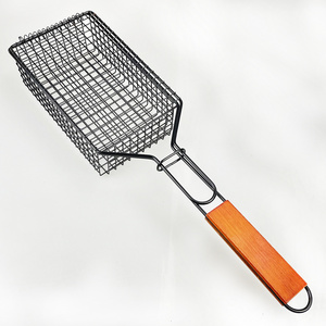 Non stick carbon steel BBQ Grill Basket for Fish Vegetables