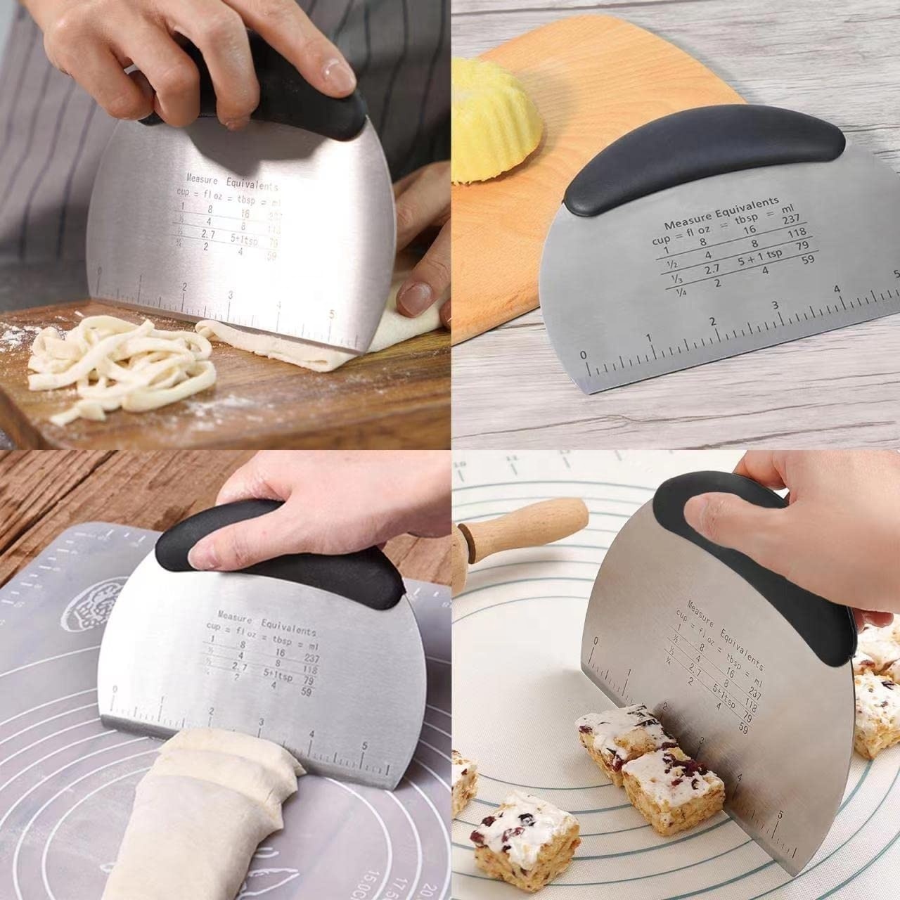 Stainless Steel Dough Scraper & Cutter - Cake, Pizza Cutter - Pastry Bread Separator Scale Knife