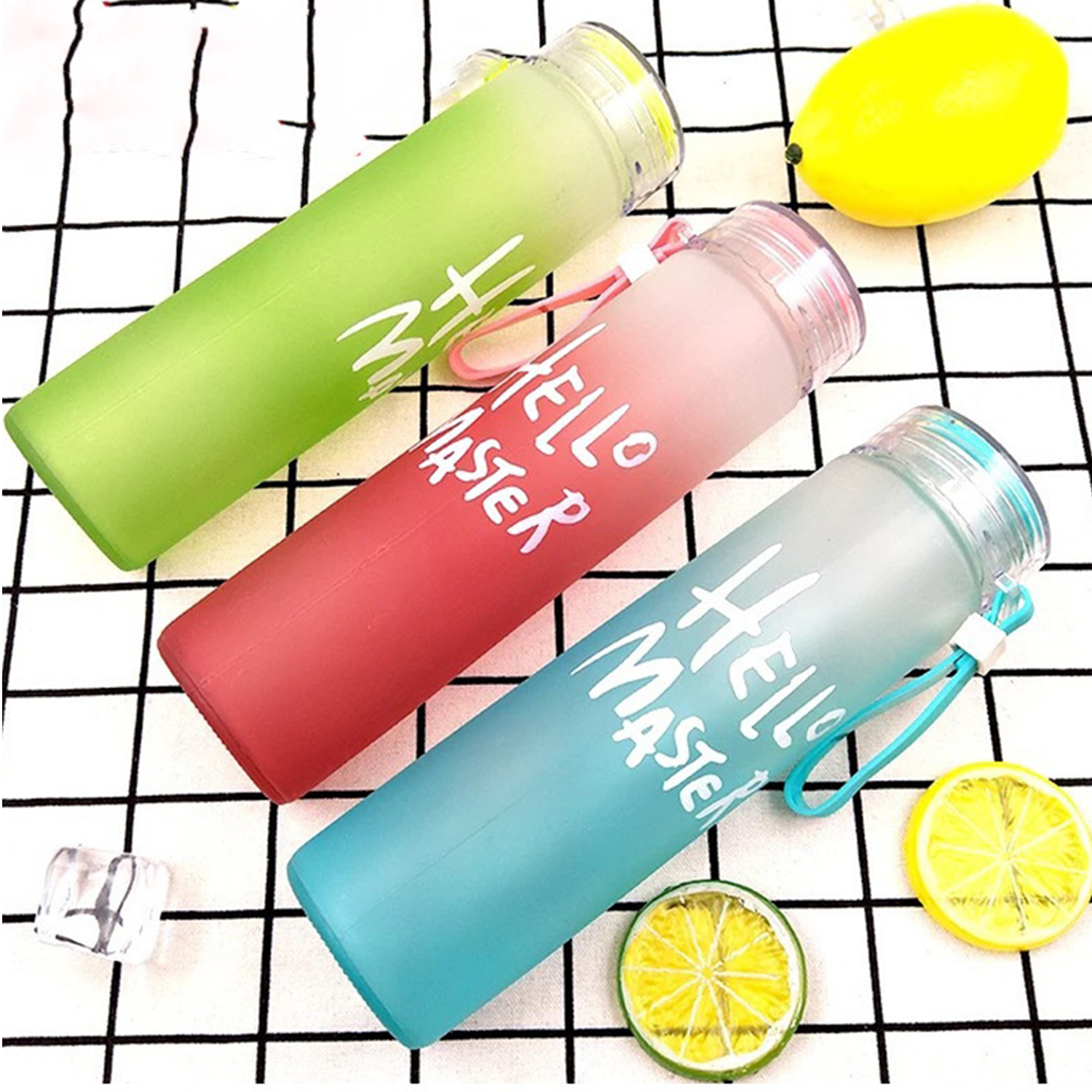 Factory Wholesale Colorful Glass Water Bottle Frosted Drinkware Cheap Glass Camp Water Bottles