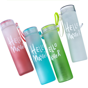 Factory Wholesale Colorful Glass Water Bottle Frosted Drinkware Cheap Glass Camp Water Bottles