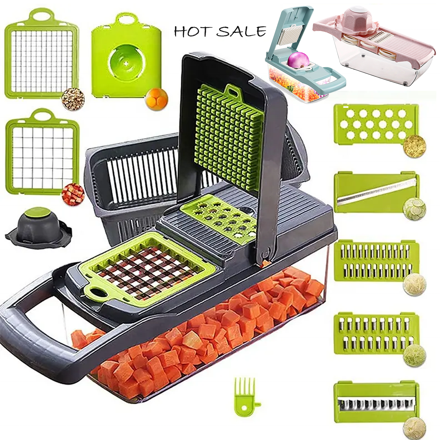 Factory wholesale Kitchen tools 14 in 1 Vegetable Cutter manual mandoline fruit vegetable cutter onion dicer Vegetable Chopper