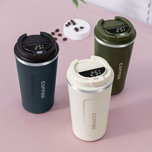 Wholesale 380Ml 510Ml Smart Temperature Display Stainless Steel Coffee Cup Double Wall Travel Office Coffee Vacuum Cup With Lid