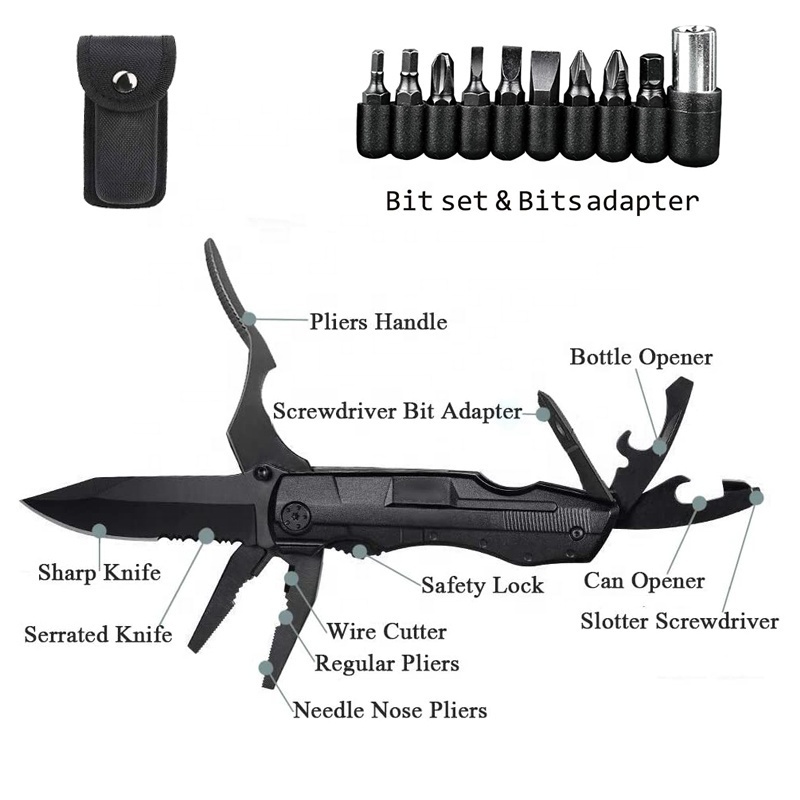 Outdoor Folding Multi Tool Knife Plier  MultiTool Pocket Knife Tactical Knife With Screwdriver bit