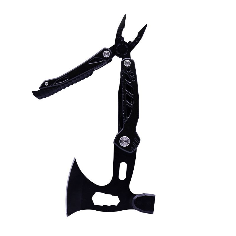 Stainless steel all in one multi function tool hammer plier outdoor survival hiking camping multi tool axe black