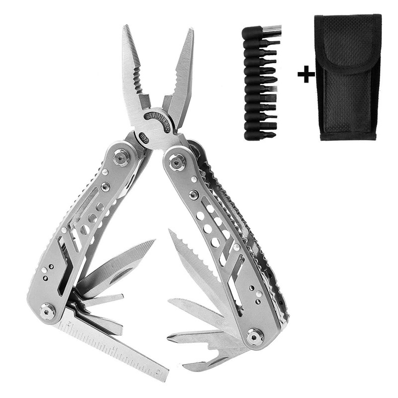 2cr stainless steel camping folding pocket wire multi tools customized multipurpose plier knife screwdriver bit