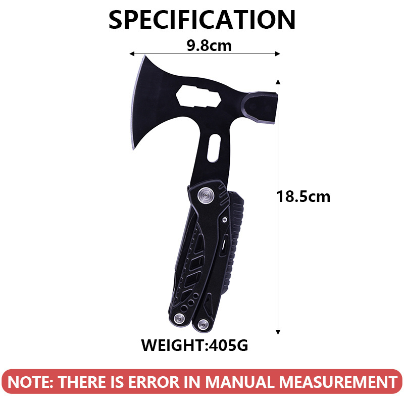 Stainless steel all in one multi function tool hammer plier outdoor survival hiking camping multi tool axe black