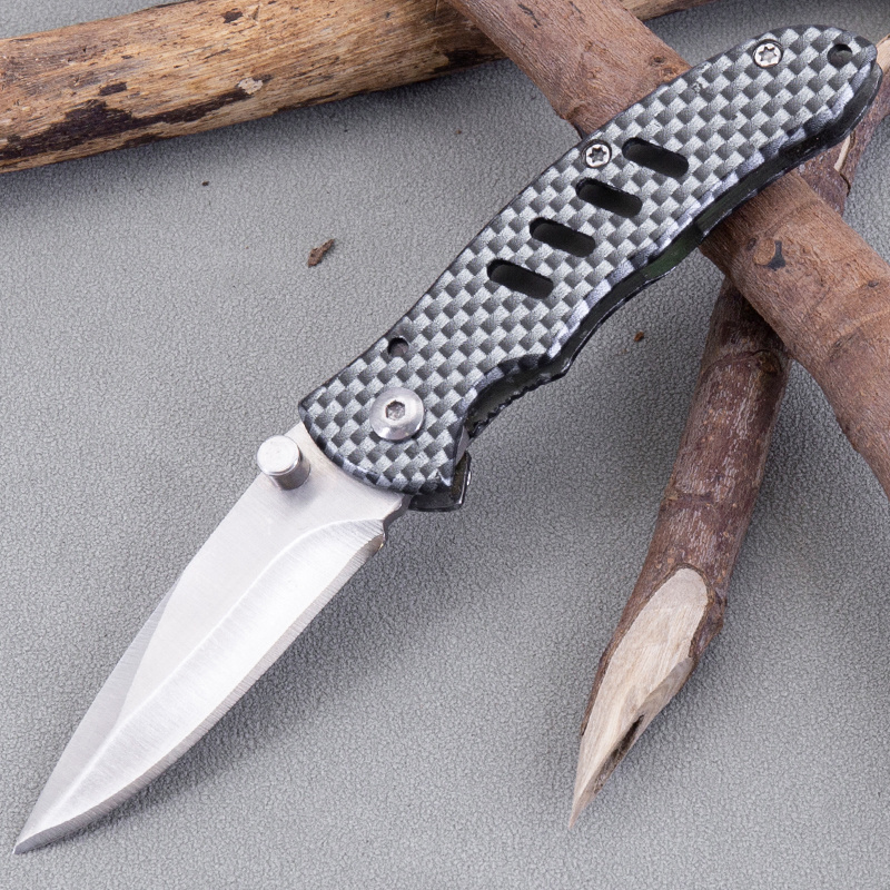 Outdoor Survival Black Twill Carbon Fiber Overlay Handle 3Cr13 Stainless Steel Tactical Pocket Knife for EDC