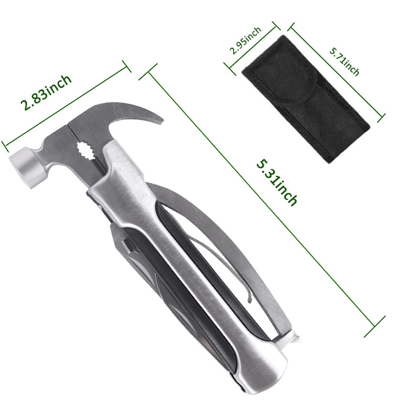 Hot sale outdoor camping accessories mini size 14 in 1 claw hammer multi tool for men