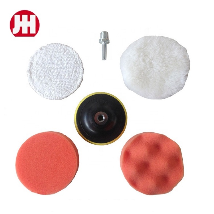 6 pcs Car Polishing and Waxing Pad Set M10 M14 Drill Adapter sponge polisher waxing pads buffing cleaning set