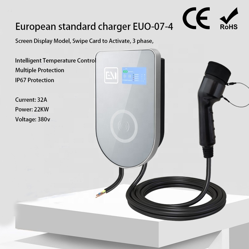 Wall-mounted and column-type customized type swipe-card-activated charging piles saving energy ZR-EUO07-1/2/3/4 IP67 protection