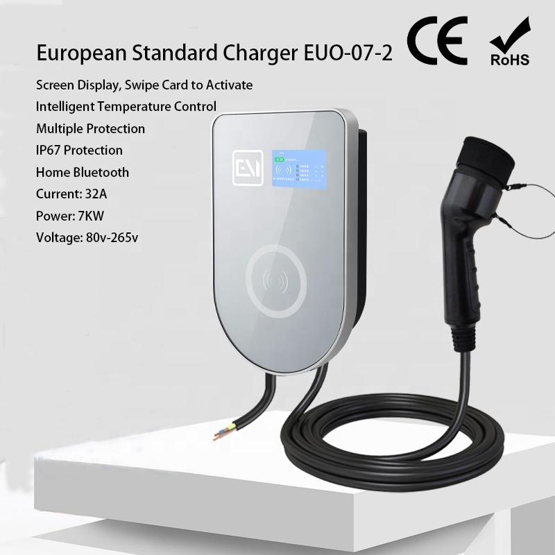 Wall-mounted and column-type customized type swipe-card-activated charging piles saving energy ZR-EUO07-1/2/3/4 IP67 protection